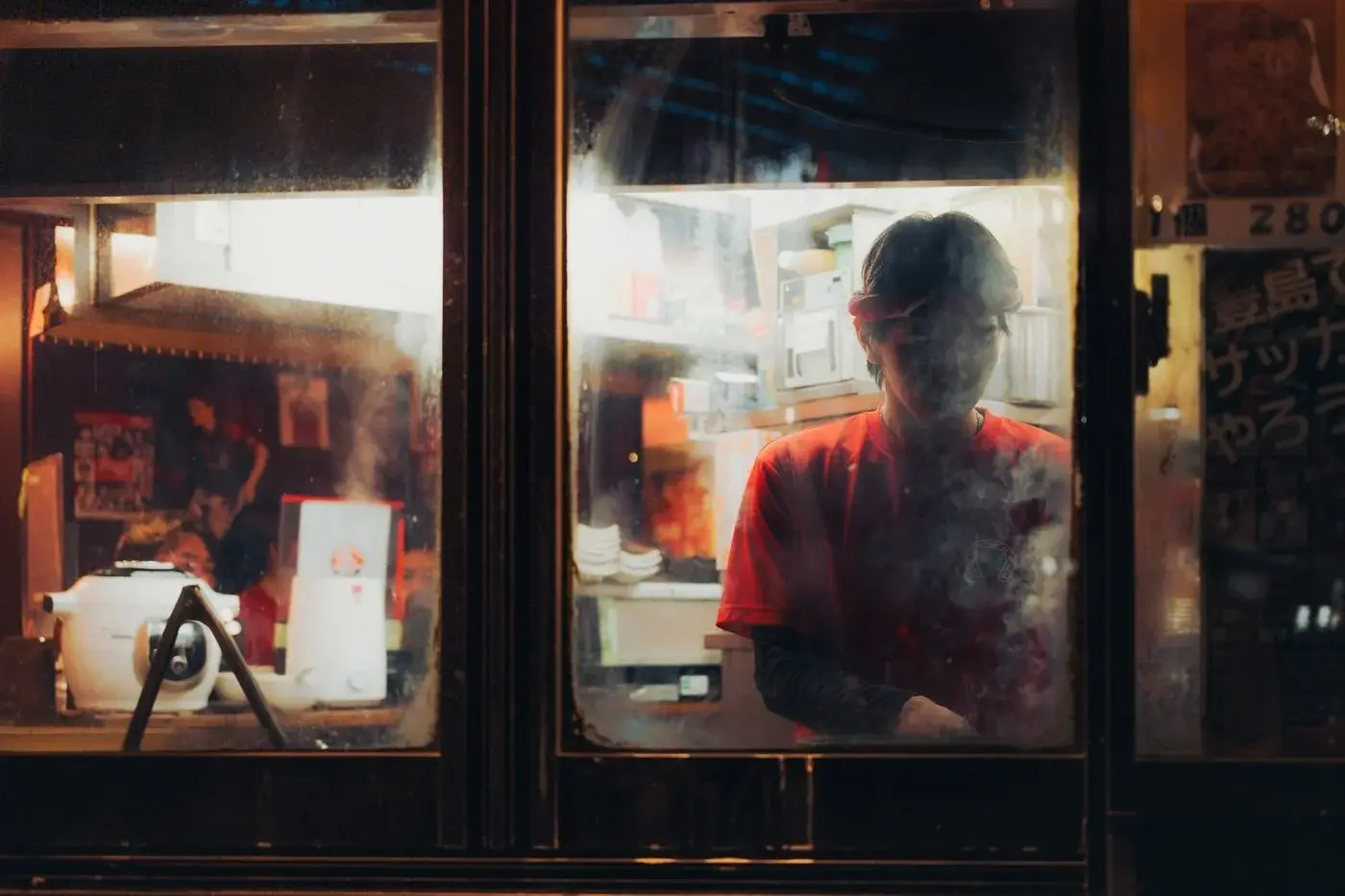 After dark street scene